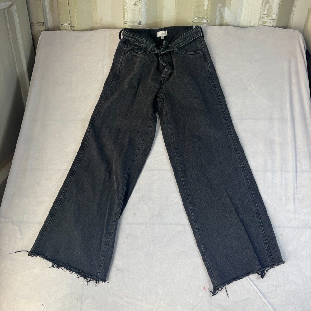 PacSun Wide Leg Jeans Womens 26 Charcoal Gray Denim Streetwear 5-Pockets Raw Hem